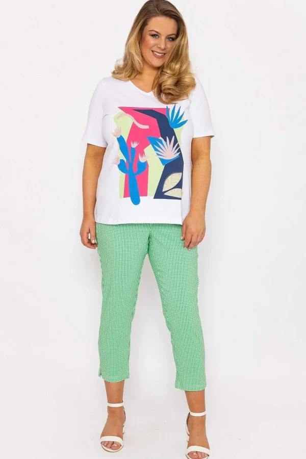 Abstract Cactus Graphic Top In Off White