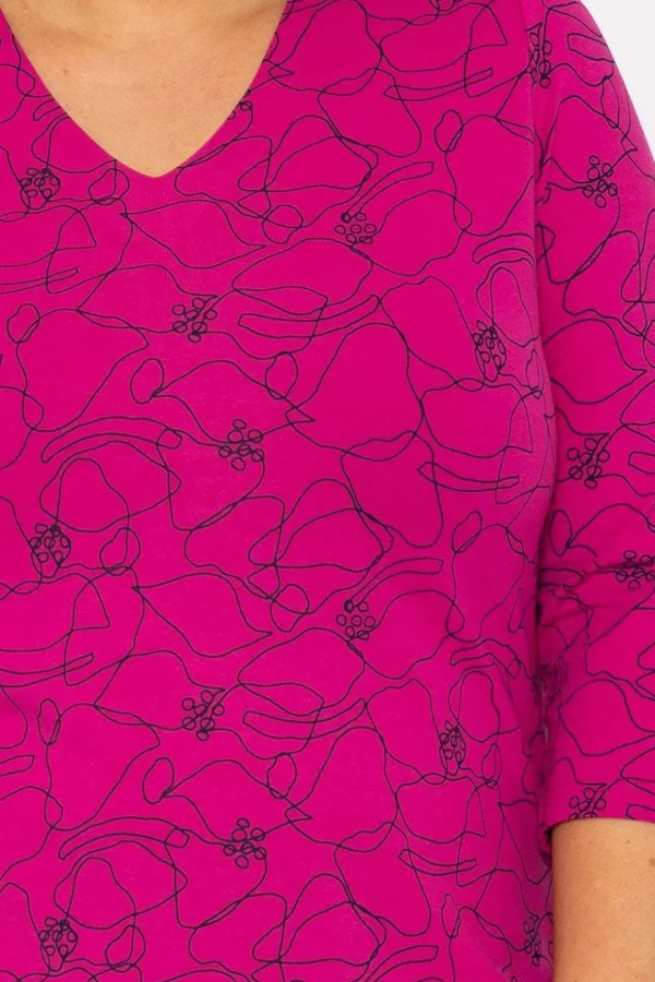 Abstract Print Blouse In Pink