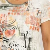 Abstract Printed Round Neck T-Shirt In Peach