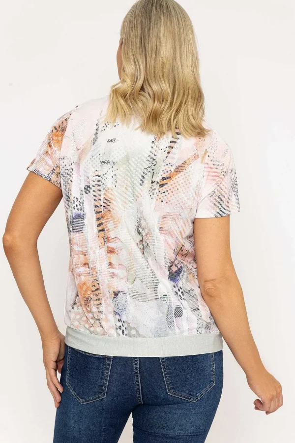 Abstract Printed Round Neck T-Shirt In Pastel