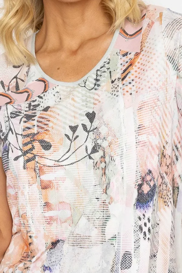 Abstract Printed Round Neck T-Shirt In Pastel