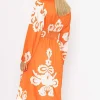 Alina Midi Dress In Orange Print