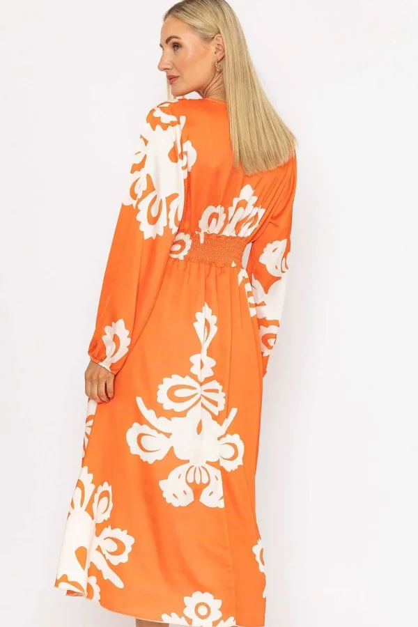 Alina Midi Dress In Orange Print