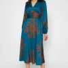 Alina Teal Print Midi Dress