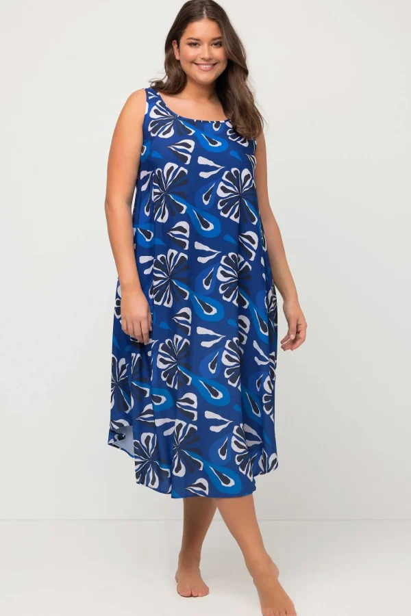 A-Line Midi Dress In Blue Print