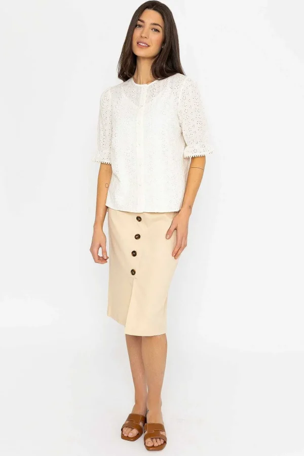 Anglaise Short Sleeve Blouse In Ivory