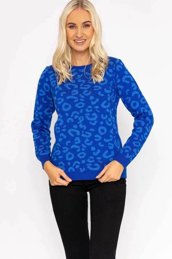 Animal Print Jumper In Blue