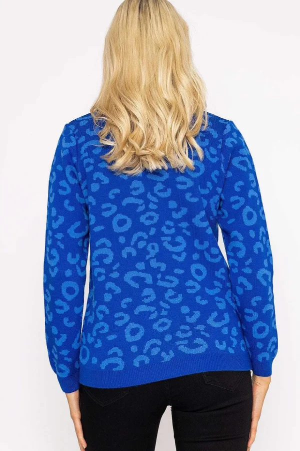 Animal Print Jumper In Blue