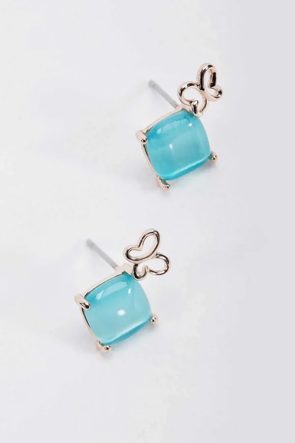 Aqua Stone Butterfly Earrings