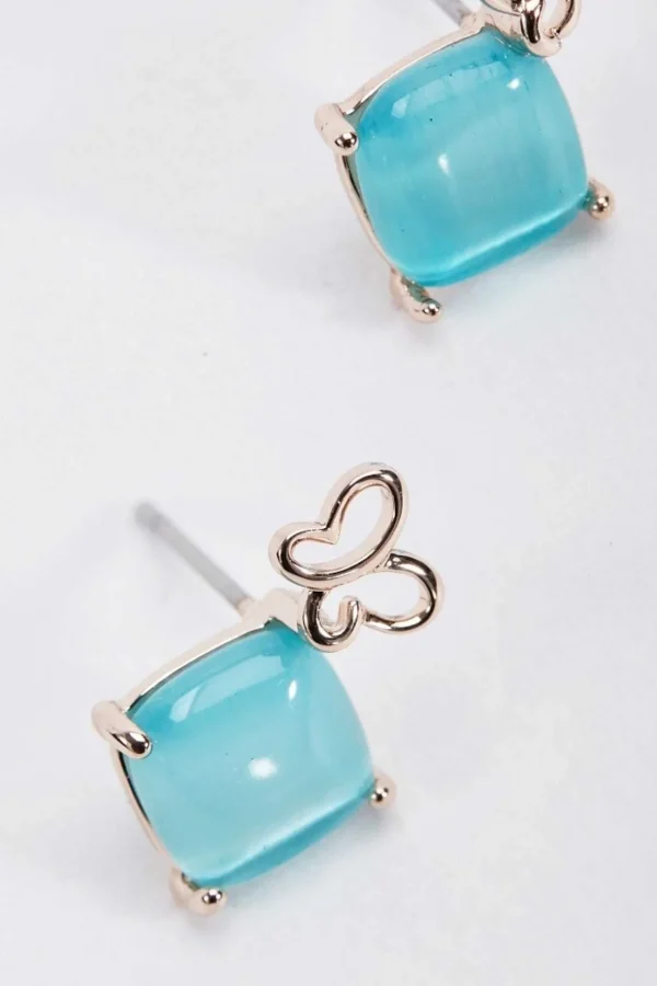 Aqua Stone Butterfly Earrings