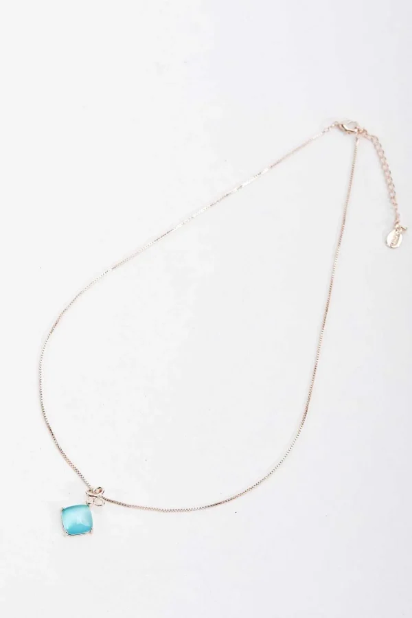 Aqua Stone Butterfly Necklace