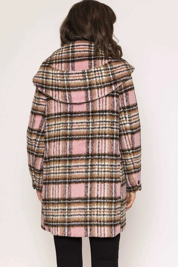 Archelo Hooded Coat In Pink