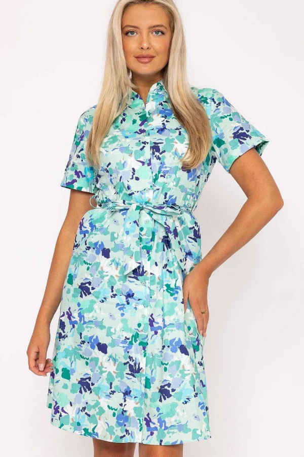 Aurora Blue Printed Shirt Dress