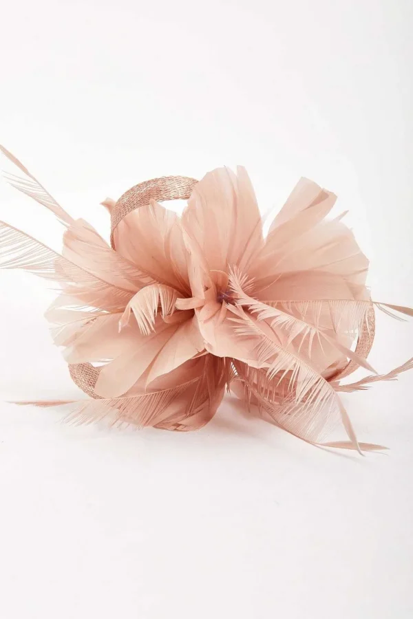 Baby Pink Feather Flower Fascinator