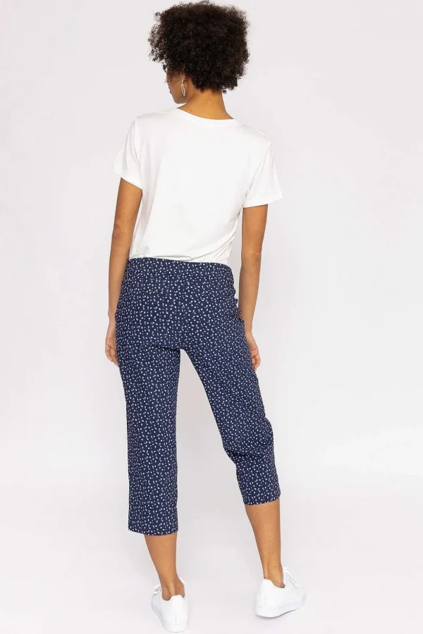 Bengaline Crop Pants In Navy Print