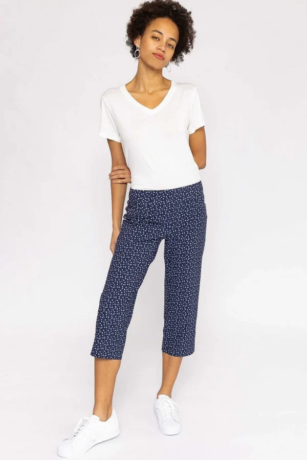 Bengaline Crop Pants In Navy Print