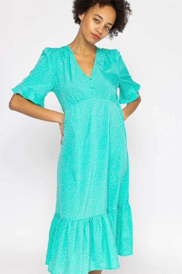 Betty Midi Dress In Aqua Print