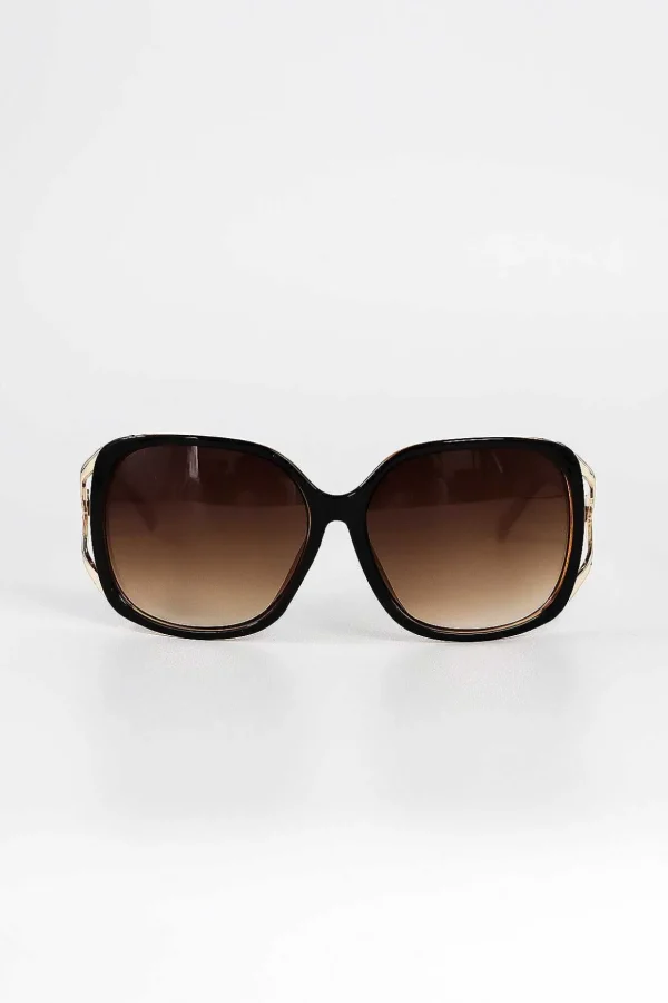 Black And Brown Contrast Arm Sunglasses