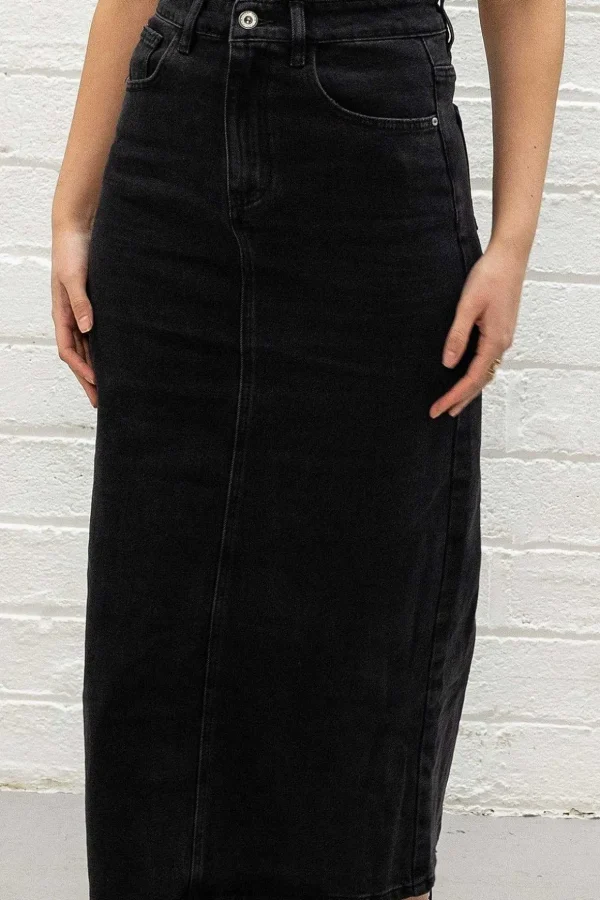 Black Denim Midi Skirt