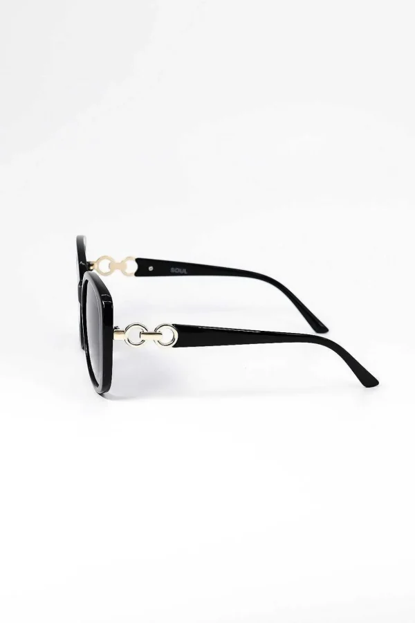 Black Sunglasses With Links Detail On Arms