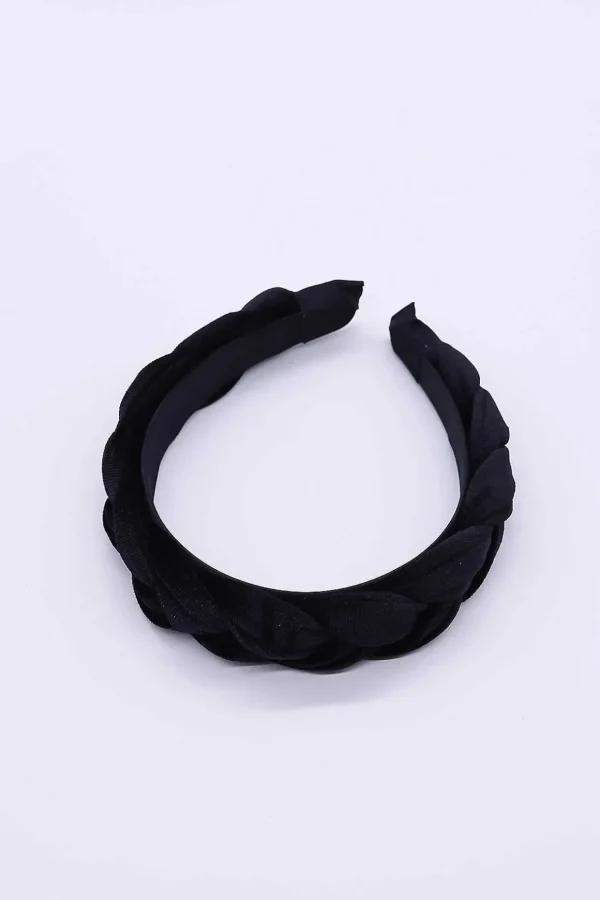 Black Velvet Plaited Hairband