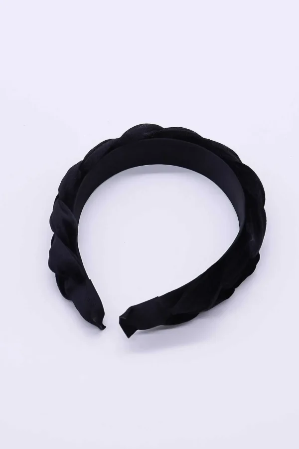 Black Velvet Plaited Hairband