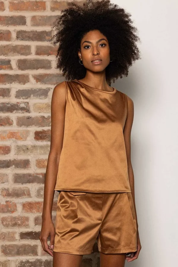 Blair Sleeveless Top In Bronze