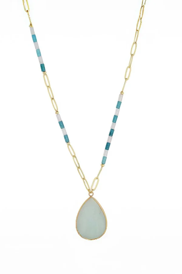 Blue Amazon Gemstone Mid Length Necklace