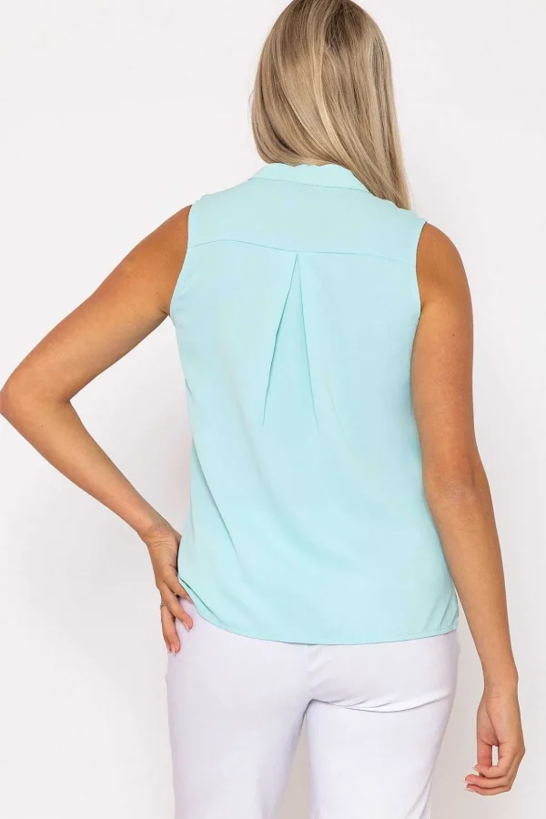 Blue Scallop Trim Sleeveless Top