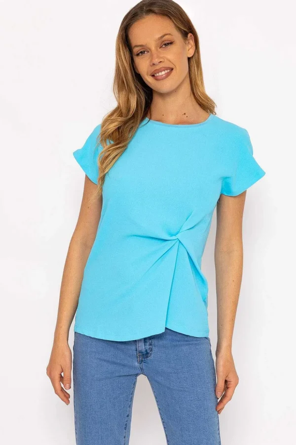 Blue Side Ruched Detail Top