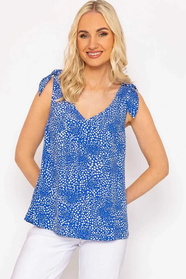 Blue Tie Shoulder Top