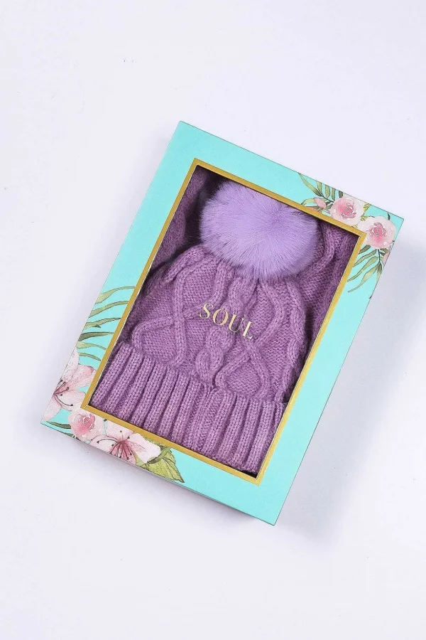 Boxed Beanie And Scarf In Lilac