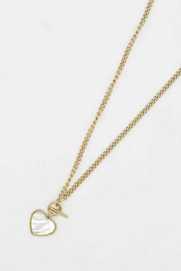 Braid Chain Necklace With Heart In Gold