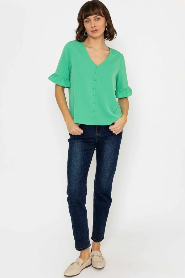 Button Blouse In Green