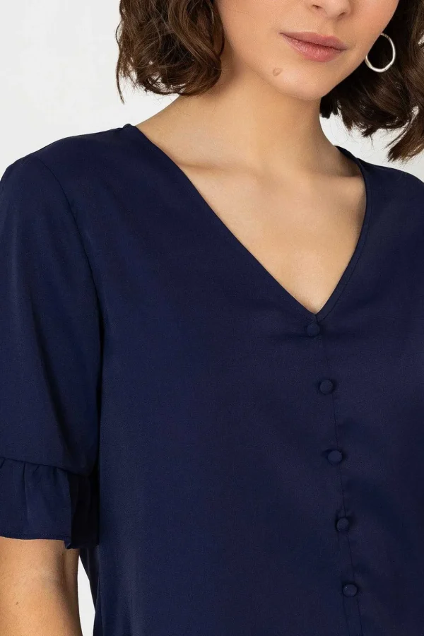 Button Blouse In Navy