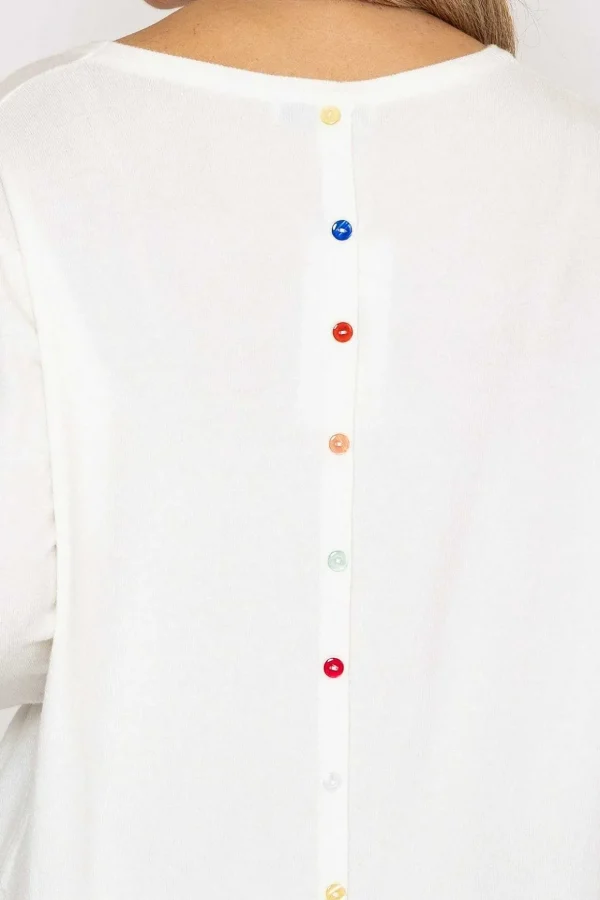 Button Detail Knit In White