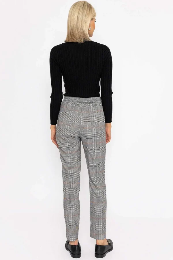 Button Detail Tailored Pant In Check Print