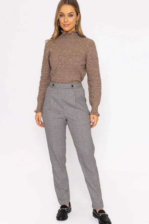 Button Detail Tailored Pant In Park Check Print