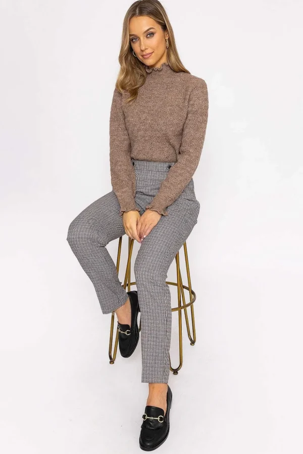 Button Detail Tailored Pant In Park Check Print