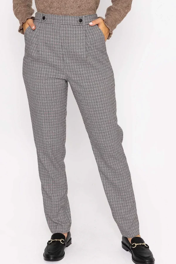 Button Detail Tailored Pant In Park Check Print