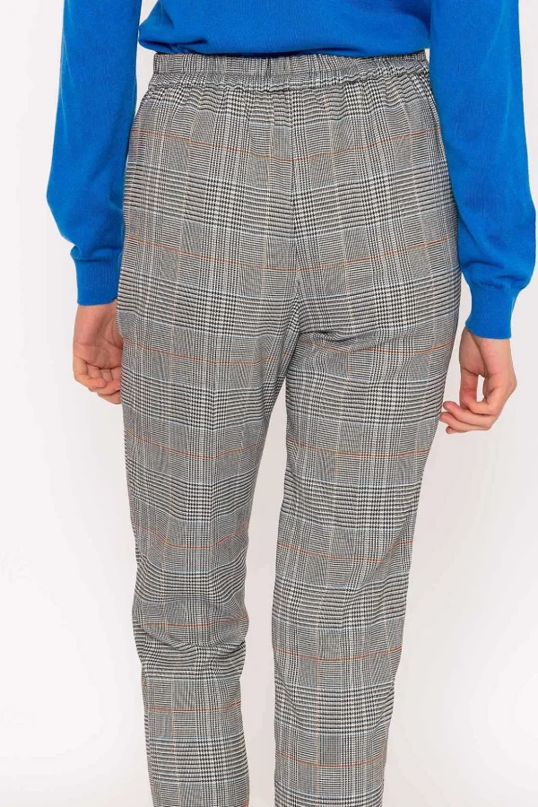 Button Detail Tailored Pant In Check Print