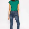 Button Front Jeans In Dark Denim