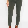 Button Front Jeans In Khaki