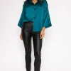 Button Sleeve Blouse In Teal