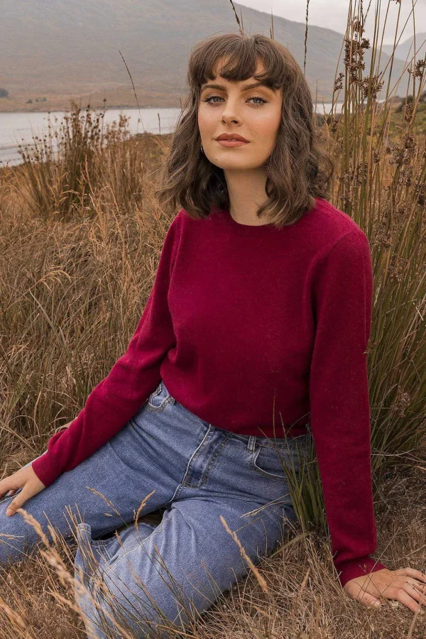 100% Cashmere Knit In Burgundy