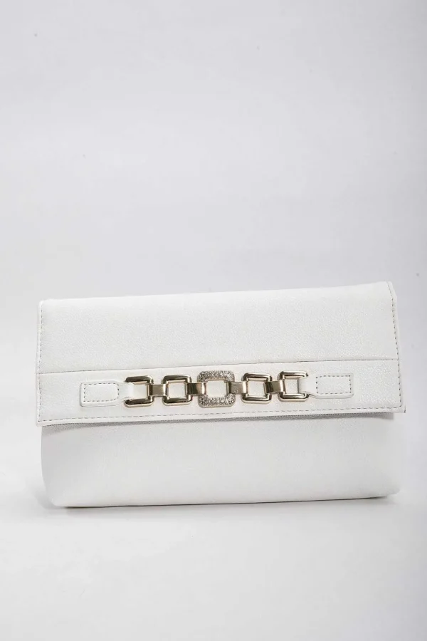 Chain Detail Clutch In White