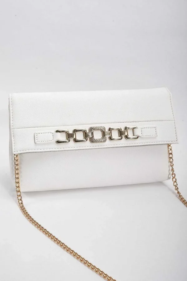 Chain Detail Clutch In White