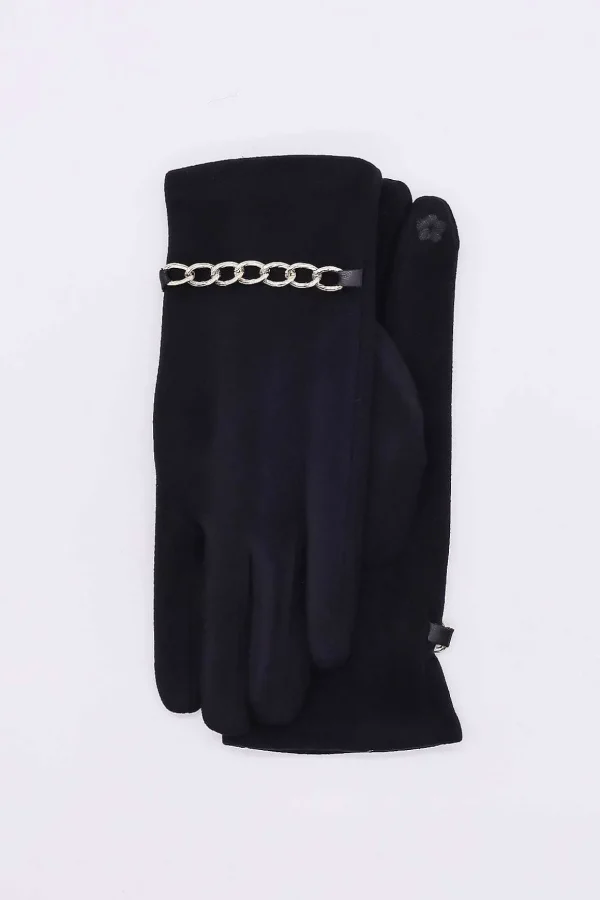 Chain Detail Glove In Black