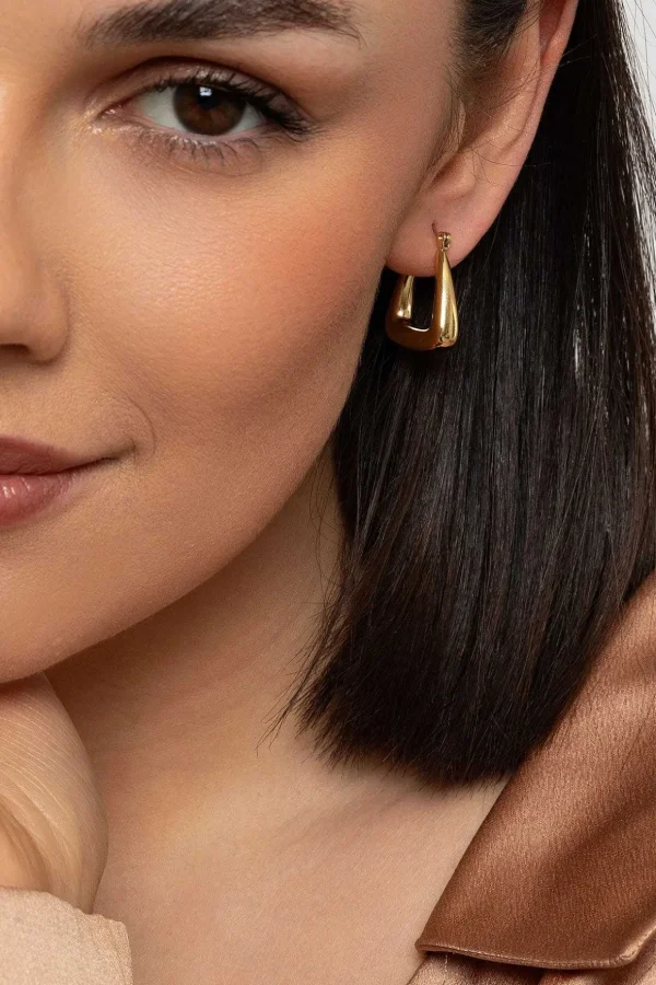 Chunky Geometric Gold Hoops