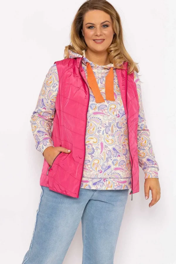 Classic Fit Decorative Seam Gilet In Pink